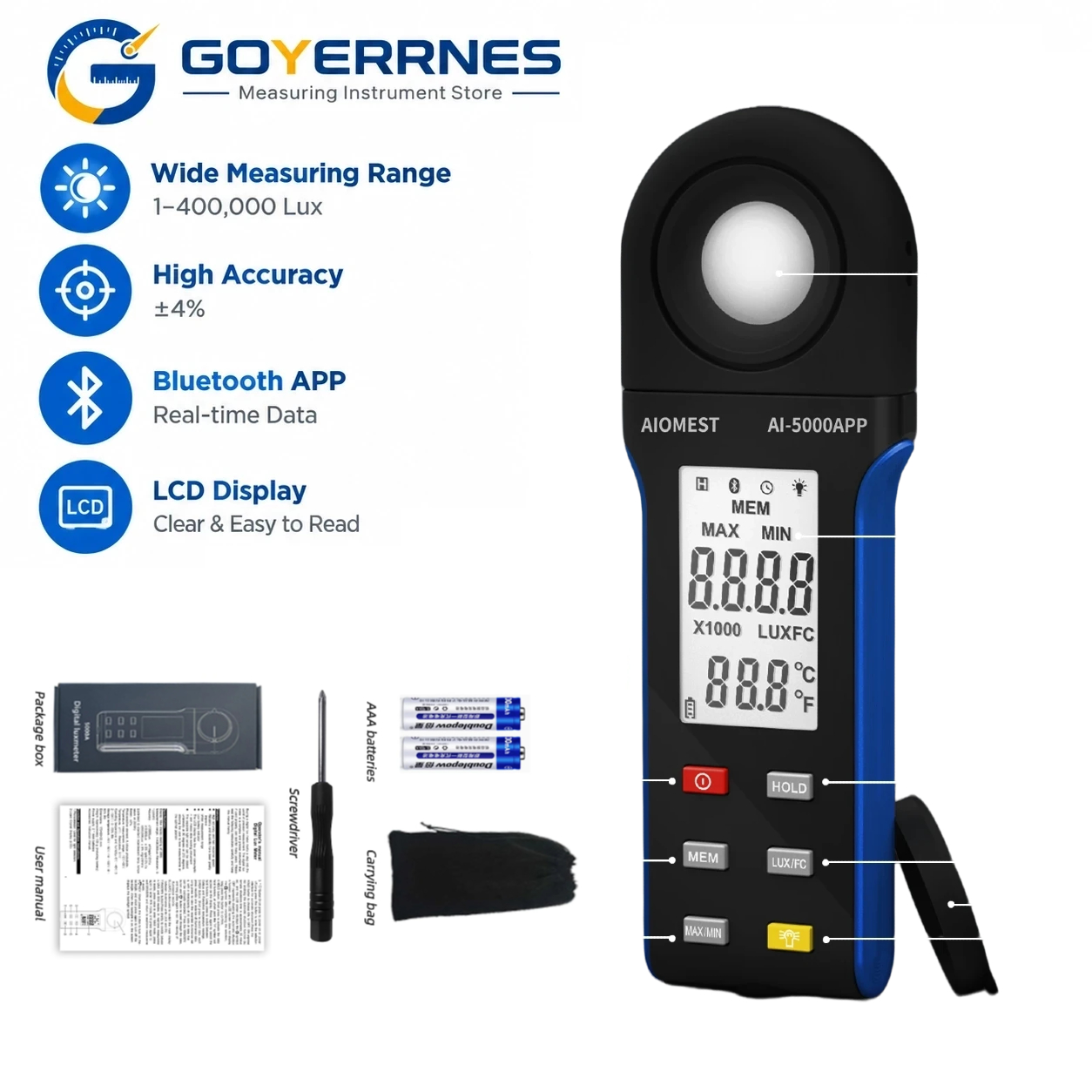 Digitale Luxmeter 1-400000Lux  - Photography Lighting Meter recensie en prijs